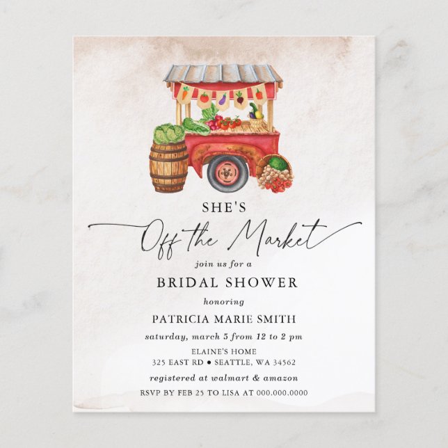 Budget She is off the Market Bridal Shower Invite (Front)