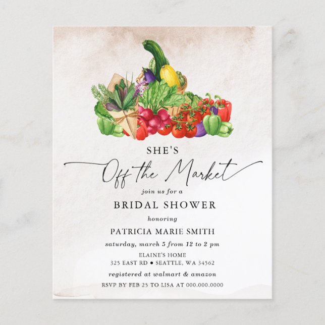 Budget She is off the Market Bridal Shower Invite (Front)