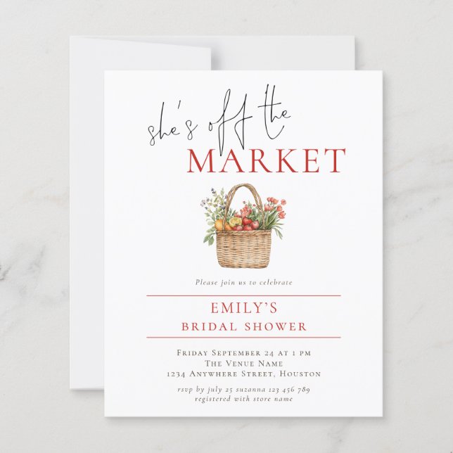 Budget She’s off the Market Bridal Shower Invite (Front)