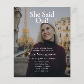 Budget She Said Oui 2 Photo Paris Bridal Shower Flyer