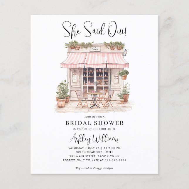 Budget She Said Oui Paris Theme Cafe Bridal Shower (Front)