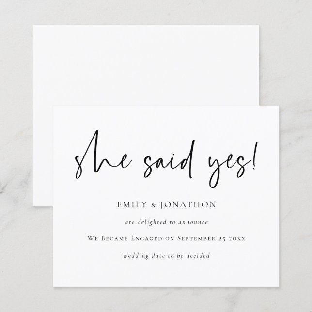 Budget She Said Yes Engagement Announcement (Front/Back)