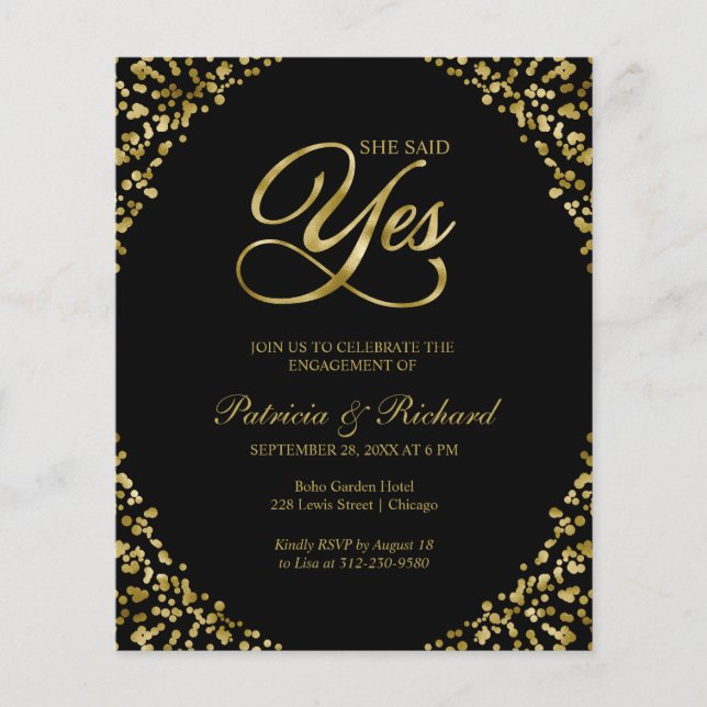 Budget She Said Yes Engagement Party Invitation (Front)