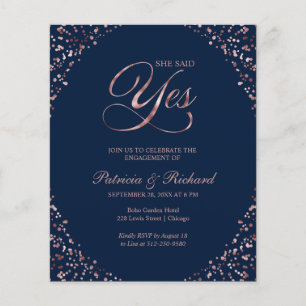 Budget She Said Yes Engagement Party Invitation