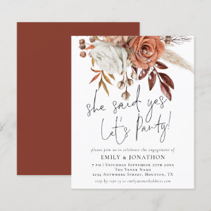 Budget She Said Yes Floral Engagement Party Invite