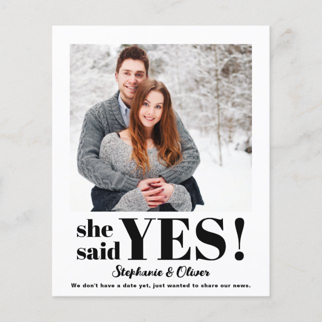 Budget She Said Yes Photo Engagement Announcement (Front)