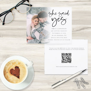 Budget She Said Yes QR Code Photo Save The Date