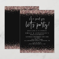 Budget She Said Yes Rose Gold Glitter Engagement 