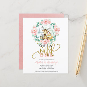 Budget She's A Wild One 1st Birthday Invitation