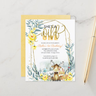 Budget  She's A Wild One First Birthday Invitation