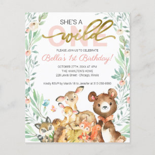 Budget She's A Wild One First Birthday Invitation