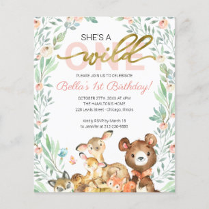 Budget She's A Wild One First Birthday Invitations