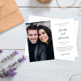 Budget Side Photo Mod Elegant Calligraphy Wedding 