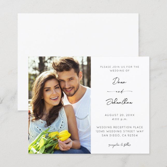 Budget Side Photo Modern Calligraphy Wedding (Front/Back)