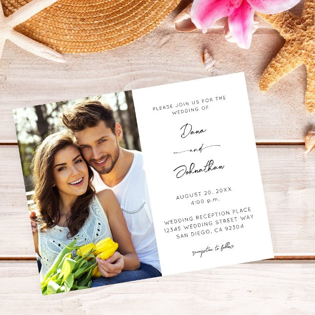 Budget Side Photo Modern Calligraphy Wedding Flyer (Creator Uploaded)