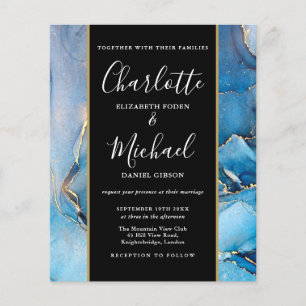 Budget Signature Script Blue Agate Wedding Invite