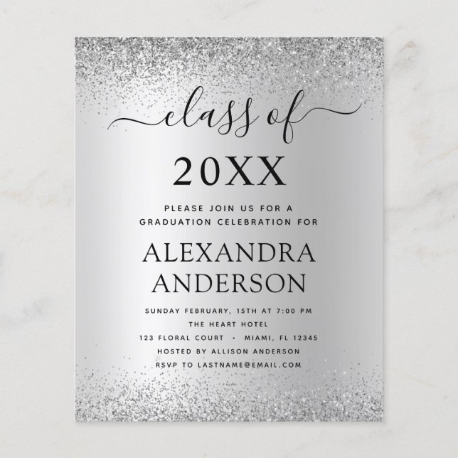 Budget Silver Black 2023 Graduation Party Glitter (Front)