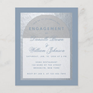 Budget Silver Dusty Blue Engagement Invitation