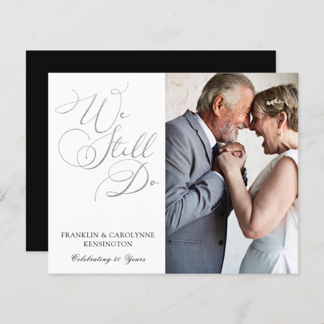 BUDGET Silver Foil Wedding Anniversary Vow Renewal (Front/Back)