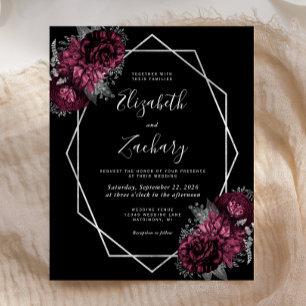 Budget Silver Frame Burgundy Floral Black Wedding