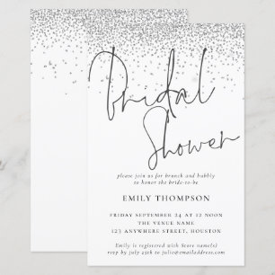 Budget Silver Glitter Bridal Shower Invitation