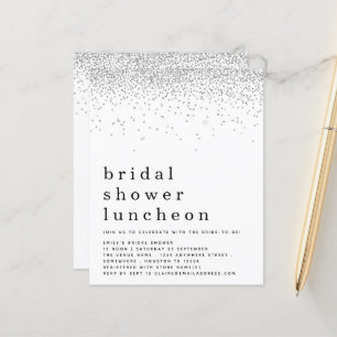 Budget Silver Glitter Bridal Shower Lunch Invite