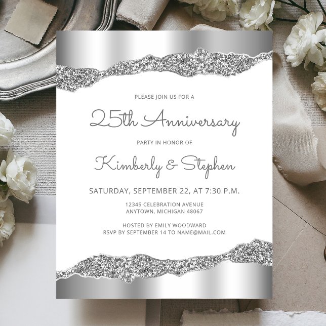 Budget Silver Glitter Foil 25th Anniversary Invite (Creator Uploaded)