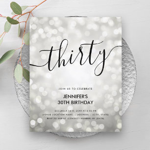 BUDGET Silver Glitter Lights 30th Birthday 