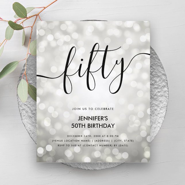 BUDGET Silver Glitter Lights 50th Birthday  (BUDGET Silver Glitter Lights 50th Birthday )