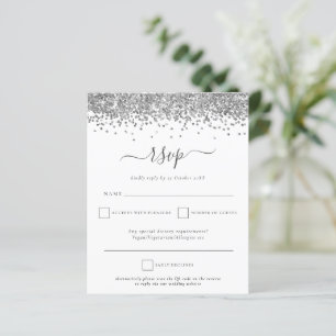 Budget Silver Glitter QR Code Wedding RSVP
