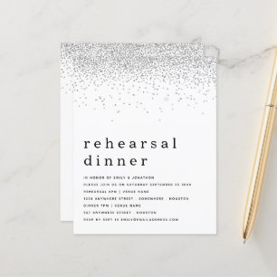 Budget Silver Glitter Rehearsal Dinner Invite