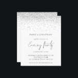 Budget Silver Glitter Wedding Evening Party Invite<br><div class="desc">A value for money BUDGET alternative on a smaller size 4.5 x 5.6” semi-gloss 110lbs weight, which is of similar thickness to a postcard (however is not suitable to use as a postcard.). PLEASE NOTE there is ONE invite per sheet Silver Glitter Wedding Evening Party Invite. A set handwritten style...</div>