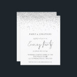Budget Silver Glitter Wedding Evening Party Invite<br><div class="desc">A value for money BUDGET alternative on a smaller size 4.5 x 5.6” semi-gloss 110lbs weight, which is of similar thickness to a postcard (however is not suitable to use as a postcard.). PLEASE NOTE there is ONE invite per sheet Silver Glitter Wedding Evening Party Invite. A set handwritten style...</div>