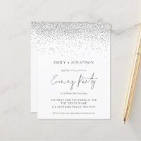 Budget Silver Glitter Wedding Evening Party Invite