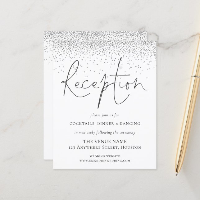 Budget Silver Glitter Wedding Reception Details (Front/Back In Situ)
