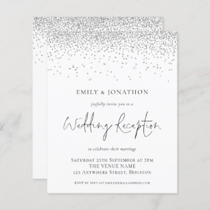 Budget Silver Glitter Wedding Reception Invitation