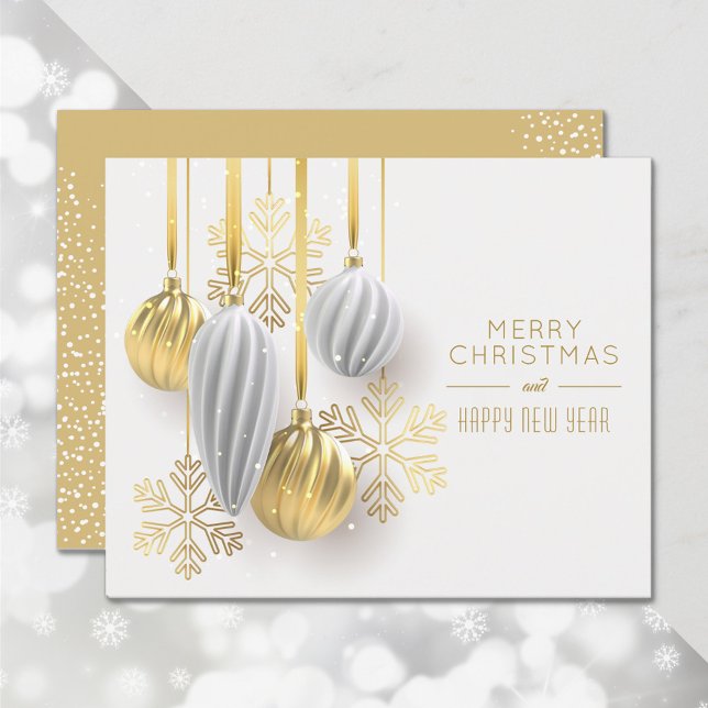 Budget Silver Gold Ornament Holiday Greeting Cards (Creator Uploaded)