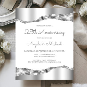 Budget Silver Mirror Foil 25th Anniversary Invite