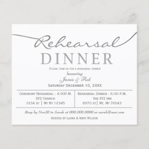 Budget Silver Rehearsal Dinner Invitation
