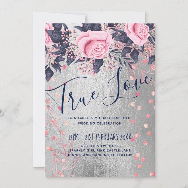 BUDGET Silver Rosegold Navy Pink Metallic Wedding (Front)