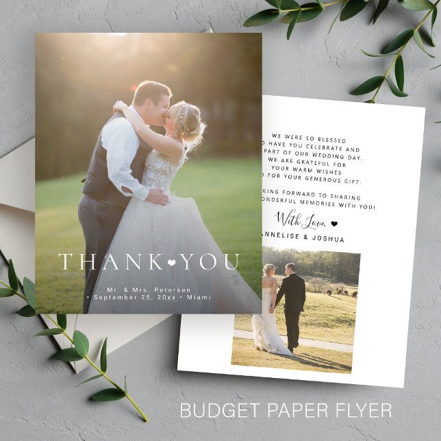 Budget simple 2 photo typography wedding thank you flyer (Creator Uploaded)