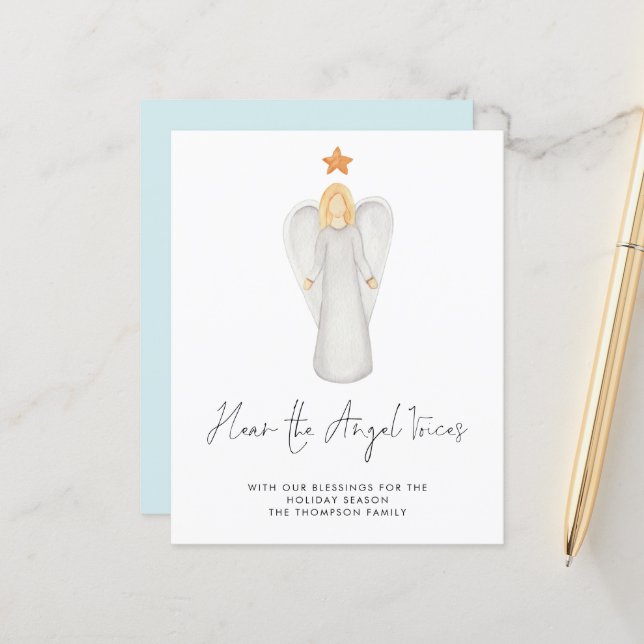 Budget Simple Angel Star Nativity Holiday Card (Front/Back In Situ)