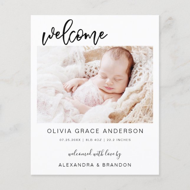 Budget Simple Baby Announcement Photo Collage (Front)