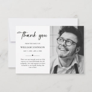 Budget Simple Bereavement Sympathy Funeral Photo Thank You Card