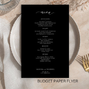 Budget simple black and white wedding menu