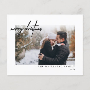 Budget Simple Black Merry Christmas White Card