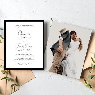 BUDGET Simple Black Tie White Script Photo Wedding