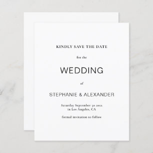 Budget Simple Black & White Wedding Save The Date