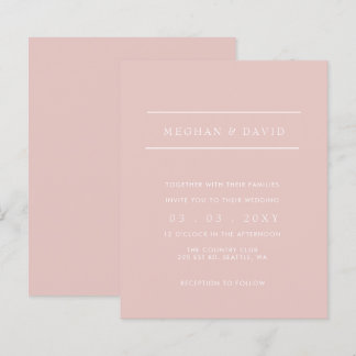 Budget Simple Blush Wedding Invitation