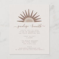 Budget Simple Boho Sun Taupe Wedding Invite